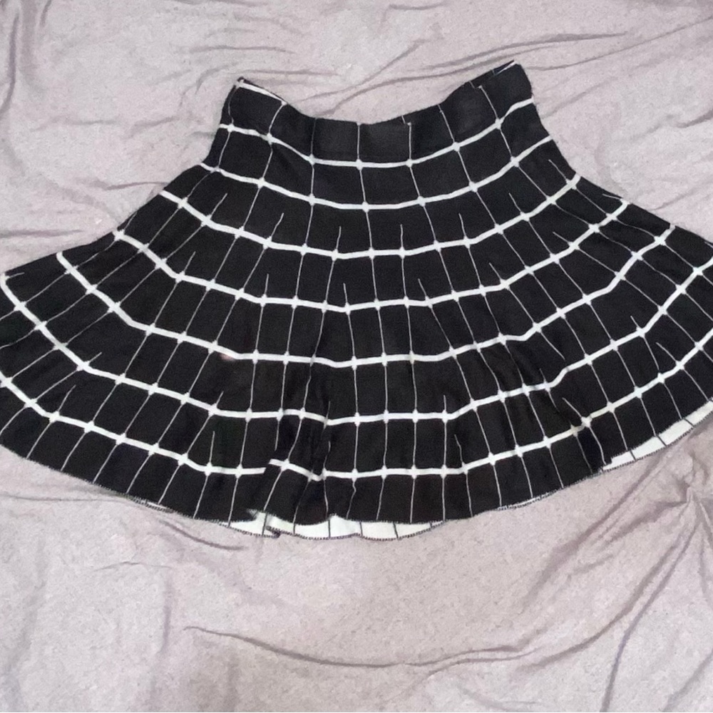 Candie's Black and White Pleated Skater Mini Skirt